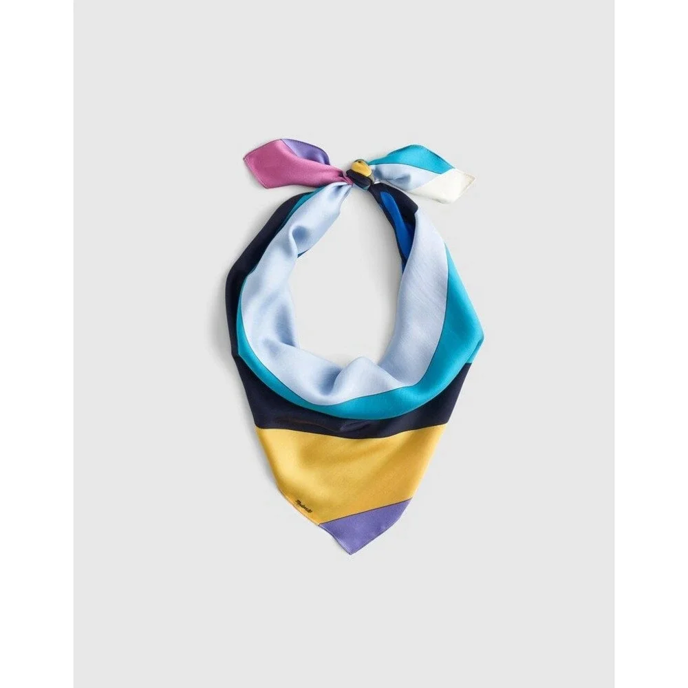 Madewell 100% Silk Bandana Scarf Abstract Floral Multi Color NS765 NEW